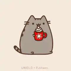 Pusheen cat with hot cocoa