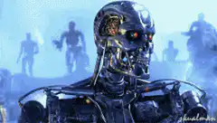 Terminator T-800 skull with army