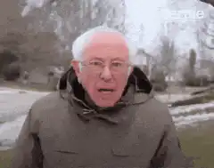Bernie Sanders walking in snow