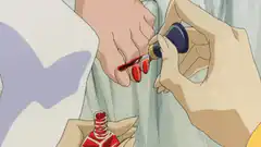 anime girl painting nails red