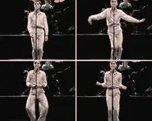 Elvis Presley dancing in four-panel split screen