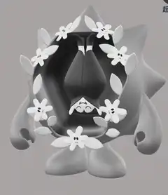 3d spiky character with flowers