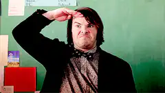 Jack Black saluting and pointing