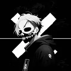 Anime character with skull mask and heartbeat line