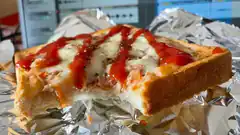 toasted sandwich with ketchup and cheese