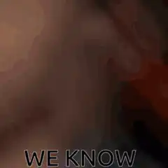 Dog looking at camera with text we know