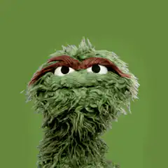 Oscar the Grouch looking up and down