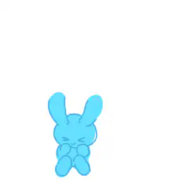 blue bunny excited jump