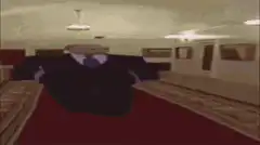 Man in Suit Flying Down Hallway