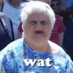 Older woman saying wat