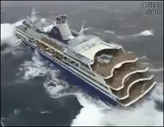 Cruise ship deck folds up