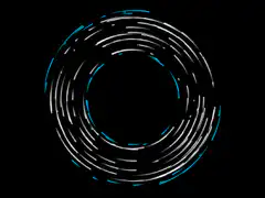 Spinning white and blue circular lines