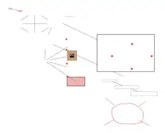 Abstract geometric diagram with red dots and lines