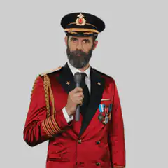 Man in red uniform throws microphone