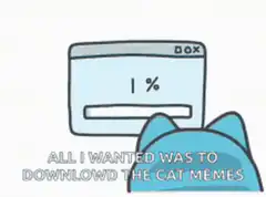 Blue cat waits for download then smashes computer