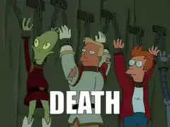 Futurama characters hanging by Death by Snu-Snu