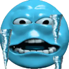 Blue emoji crying ice tears