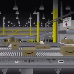 Amazon warehouse conveyor belt