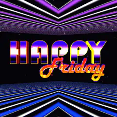 Happy Friday retro neon text
