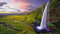 Twitch stream with waterfall background