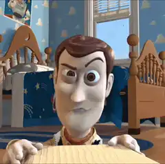Woody suspicious stare
