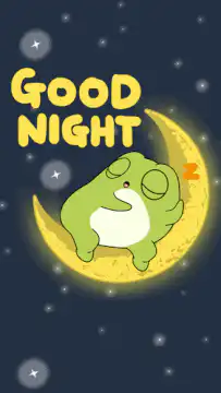 Sleeping frog on a crescent moon