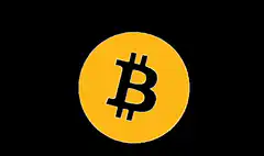 Bitcoin logo on black background