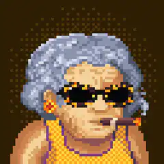 pixel art grandma smoking