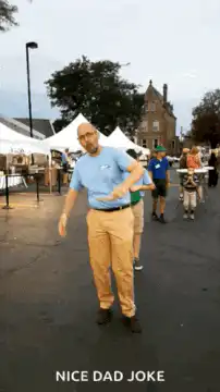 Man doing dad joke dance