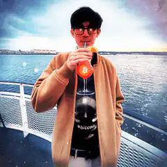 Man drinking Bitcoin cocktail on boat