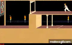 Man running on a ledge in pixel art