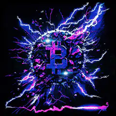 Bitcoin symbol with neon lightning