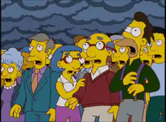 Simpsons mob with pitchforks
