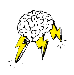 brain with lightning bolts