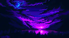 pixel art purple night sky