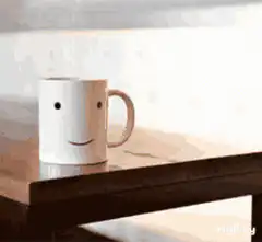 Smiling coffee mug good morning