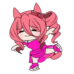 Chibi pink cat girl ice skating