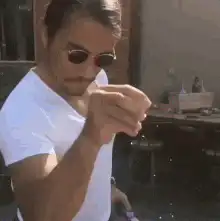 Johnny Depp with falling hearts and thumbs
