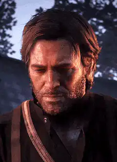 Arthur Morgan looking down then up