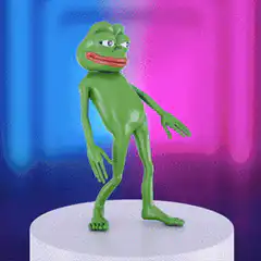 Pepe the Frog dancing on a pedestal
