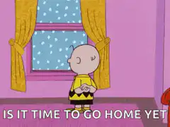 Charlie Brown waiting by window