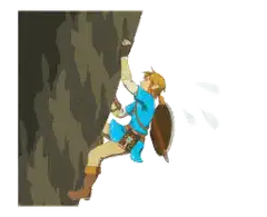 Link climbing a cliff