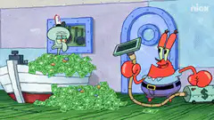 Mr. Krabs vacuuming money