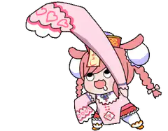 Miko girl with giant tongue and scroll