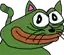Green cat with wide eyes and big grin