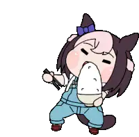 Chibi horse girl eating noodles