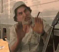 Old man waving hands
