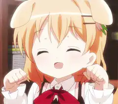 Anime girl happy excited dance