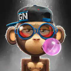 Monkey blows bubble then pops