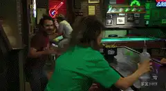 Barman throws cup at woman